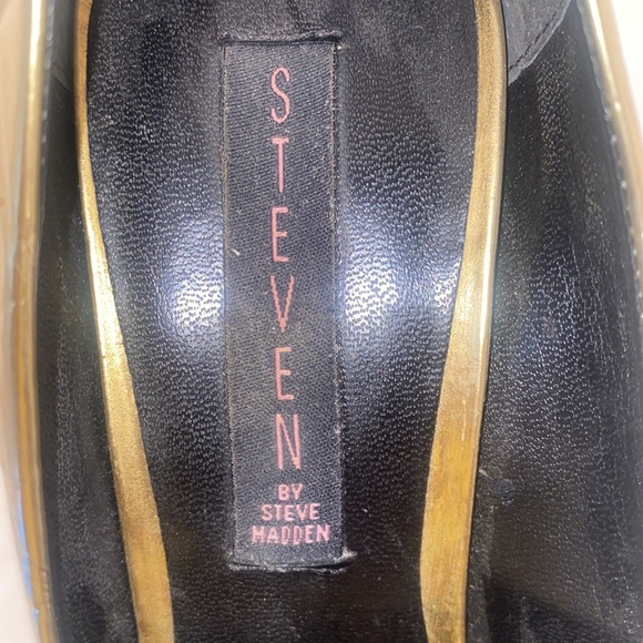 Gold Leather Peep Toe Heels by Steve Madden Size 9 - Picture 8 of 9